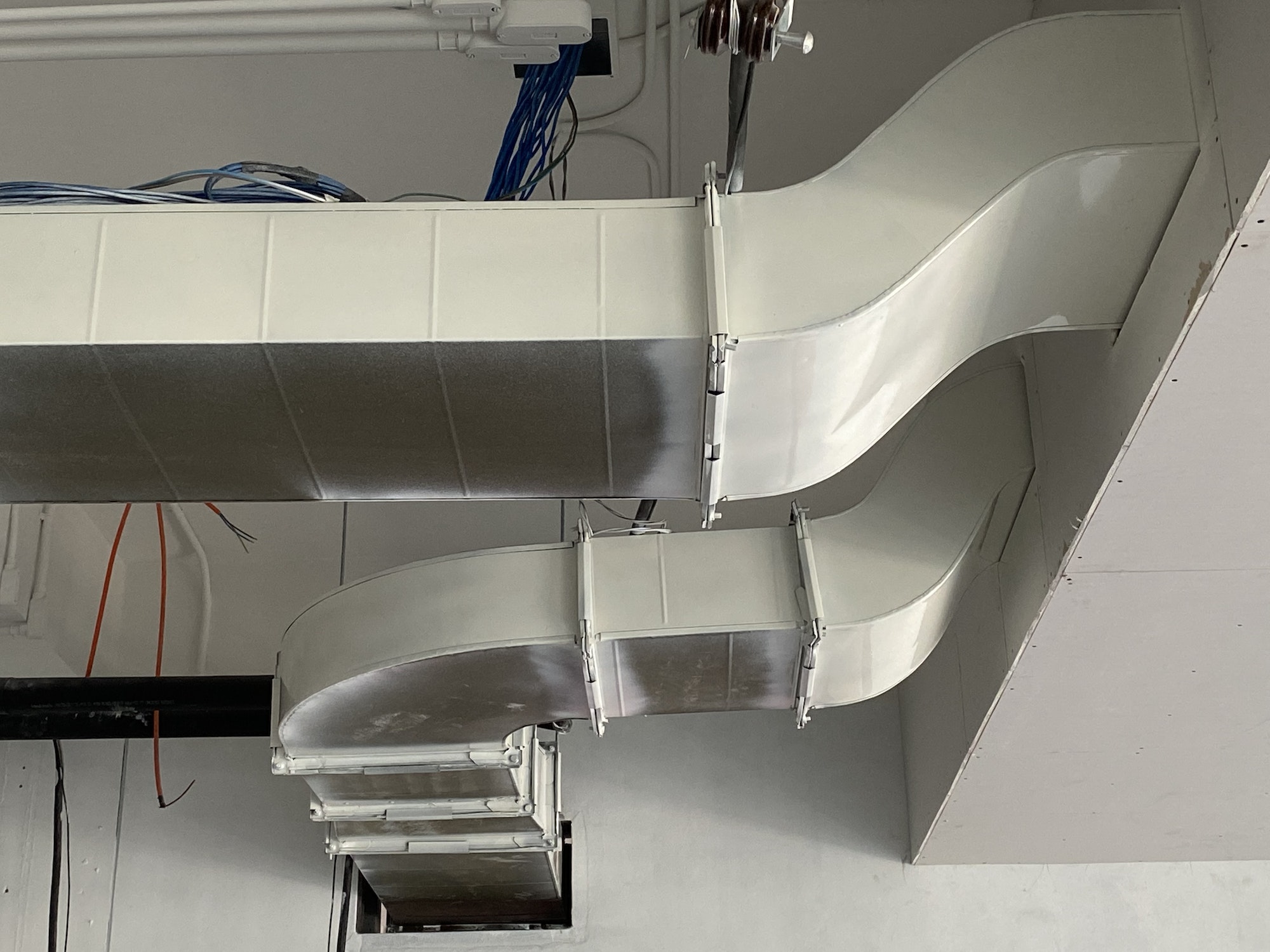 Topcoat paint work for cool air ducts, air conditioning and ventilation systems