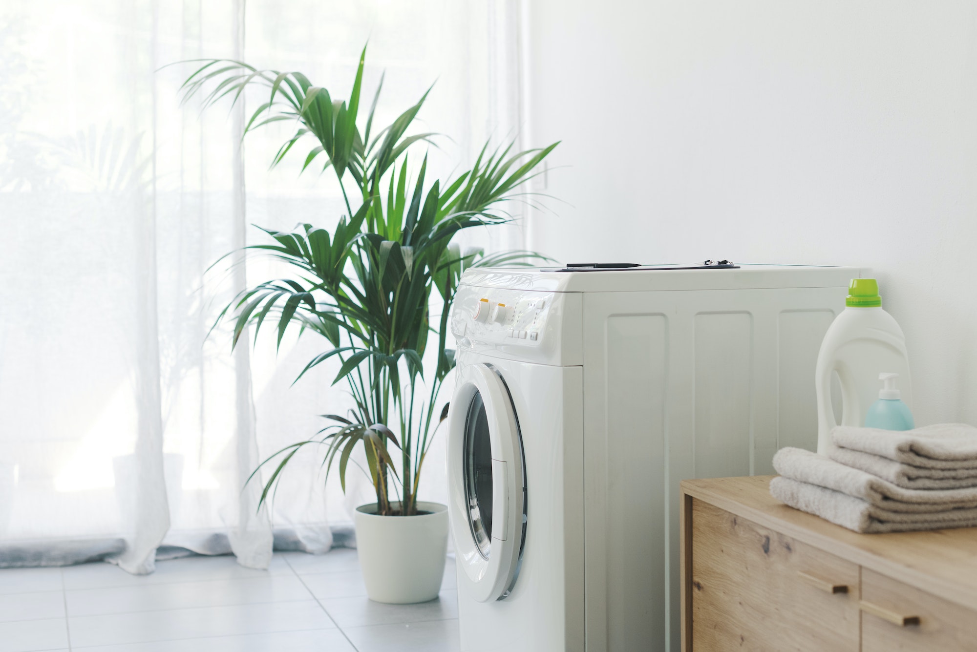 Washing machine in the laundry at home